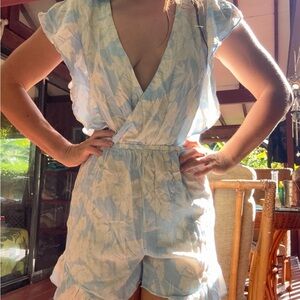 H&M Light Blue Floral Romper